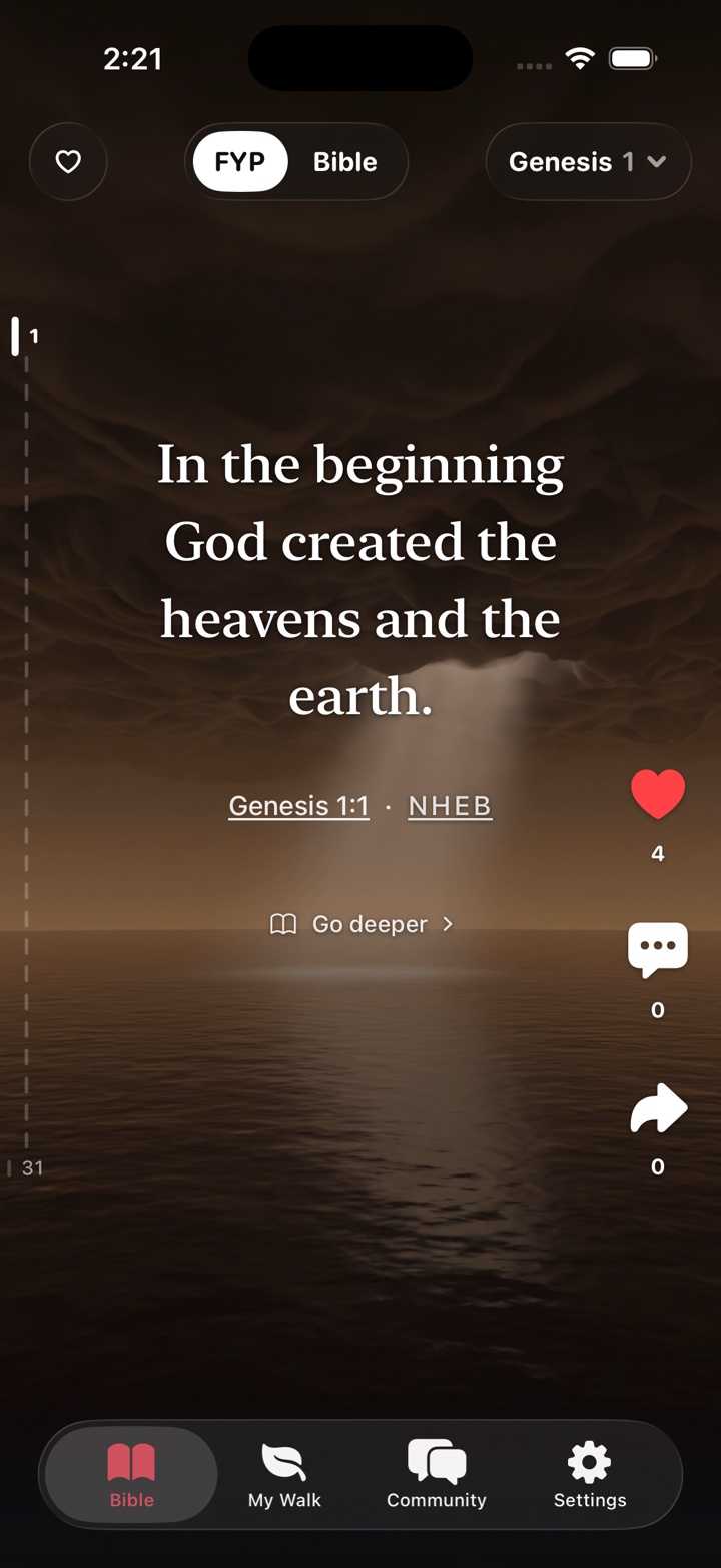 Genesis 1:1 in Bible FYP, In the beginning God created the heavens and the earth